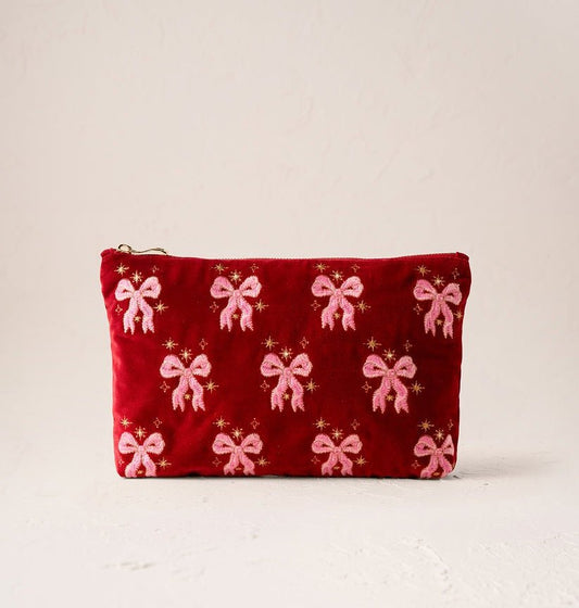 Young Ideas/Henmores - Dazzling Bows Rouge Velvet Everyday Pouch - Rouge - OS