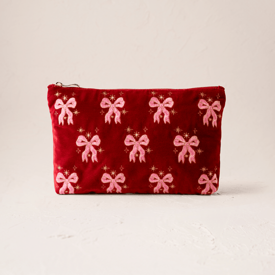 Young Ideas/Henmores - Dazzling Bows Rouge Velvet Everyday Pouch - Rouge - OS