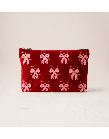 Young Ideas/Henmores - Dazzling Bows Rouge Velvet Everyday Pouch - Rouge - OS
