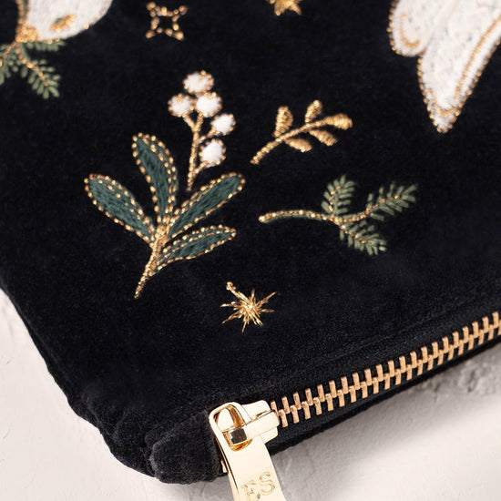 Young Ideas/Henmores - Doves of Peace Charcoal Velvet Everyday Pouch - Charcoal - OS