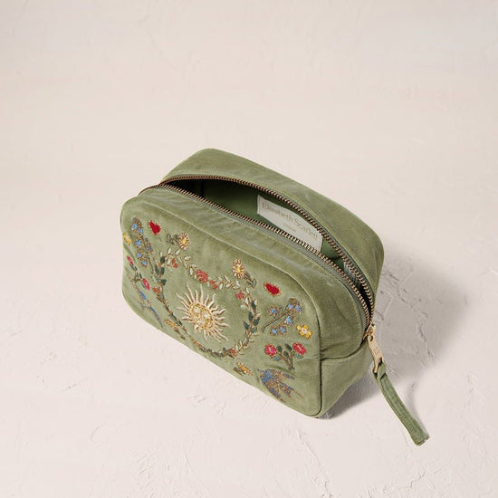 Young Ideas/Henmores - Earth Goddess Olive Velvet Makeup Bag - Olive - OS