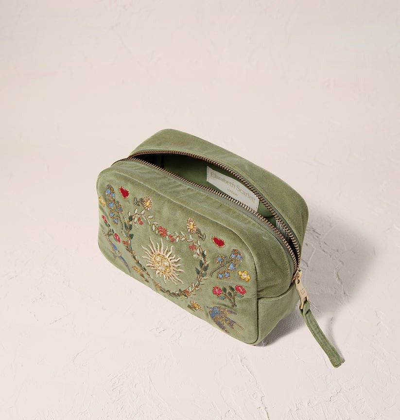 Young Ideas/Henmores - Earth Goddess Olive Velvet Makeup Bag - Olive - OS