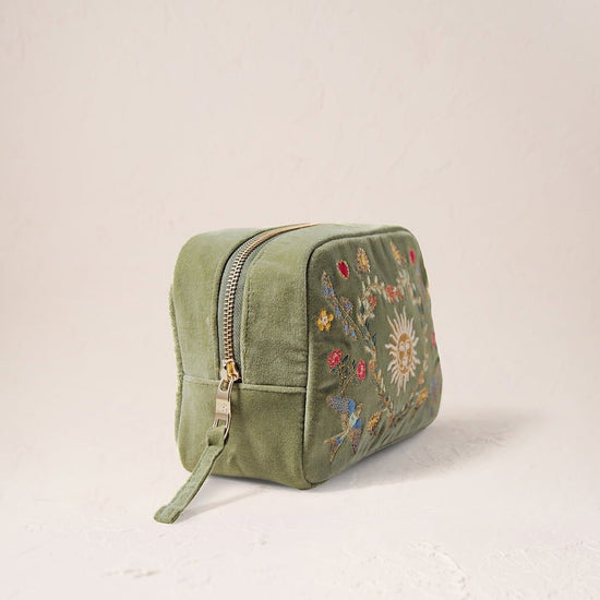 Young Ideas/Henmores - Earth Goddess Olive Velvet Makeup Bag - Olive - OS