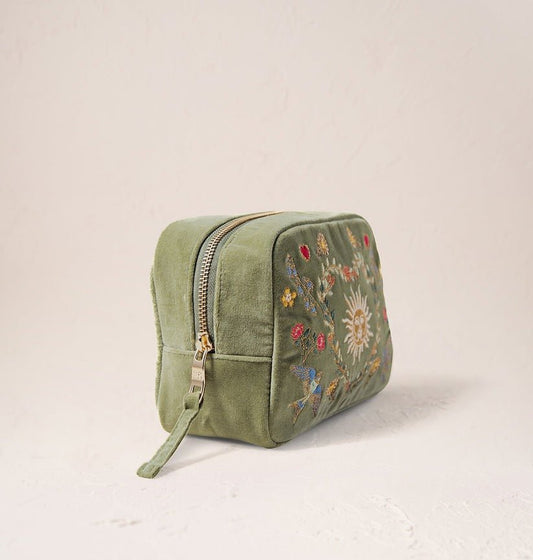 Young Ideas/Henmores - Earth Goddess Olive Velvet Makeup Bag - Olive - OS