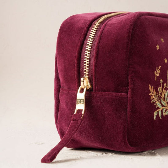 Young Ideas/Henmores - Enchanted Woodland Ruby Velvet Makeup Bag - Ruby - OS
