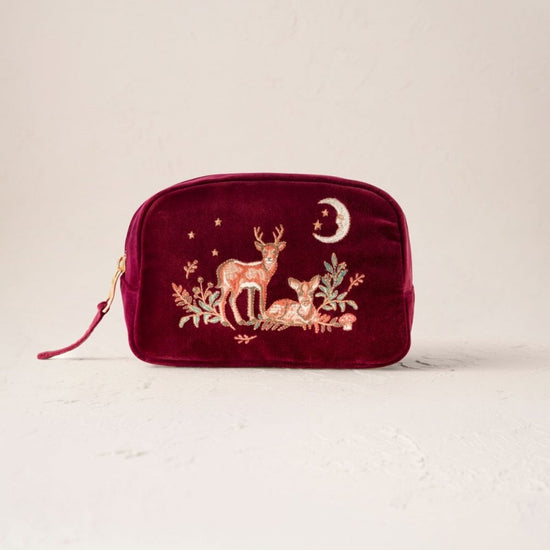 Young Ideas/Henmores - Enchanted Woodland Ruby Velvet Makeup Bag - Ruby - OS