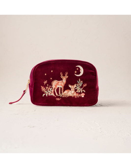 Young Ideas/Henmores - Enchanted Woodland Ruby Velvet Makeup Bag - Ruby - OS