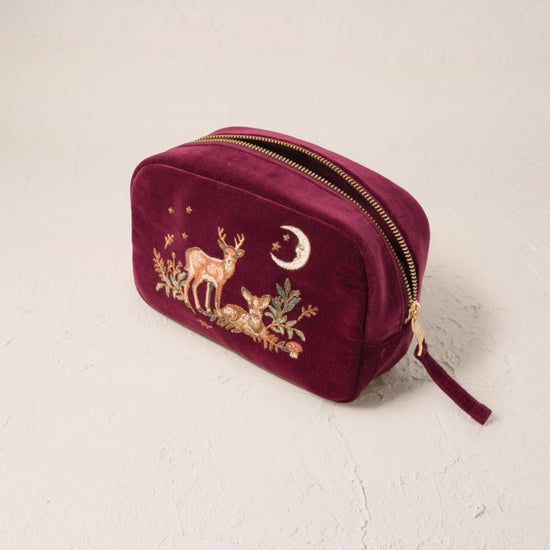 Young Ideas/Henmores - Enchanted Woodland Ruby Velvet Makeup Bag - Ruby - OS
