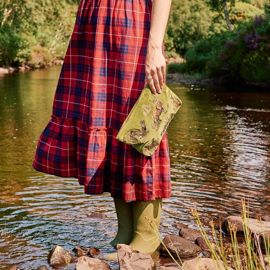 Young Ideas & Henmores -Highland Romance Pistachio Velvet Everyday Pouch -Pistachio -OS