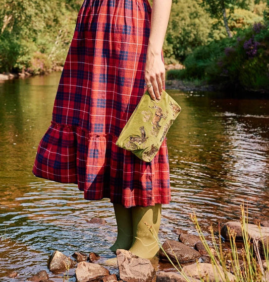 Young Ideas & Henmores -Highland Romance Pistachio Velvet Everyday Pouch -Pistachio -OS