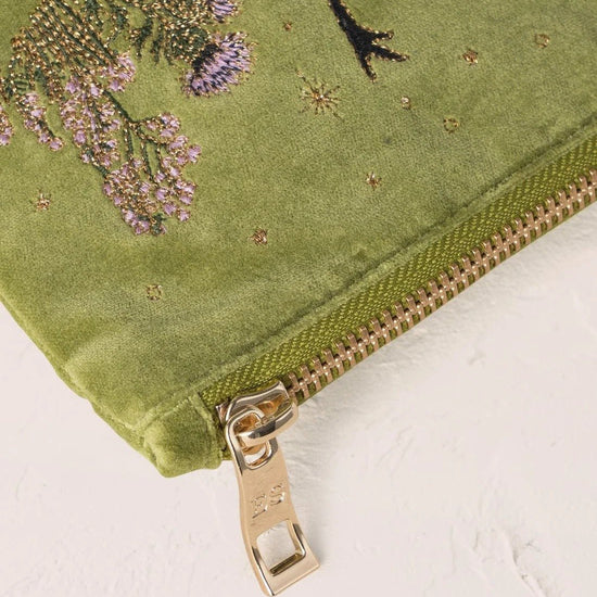 Young Ideas & Henmores -Highland Romance Pistachio Velvet Everyday Pouch -Pistachio -OS