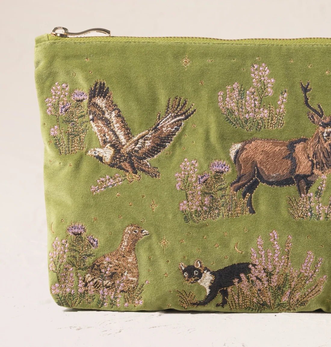 Young Ideas & Henmores -Highland Romance Pistachio Velvet Everyday Pouch -Pistachio -OS