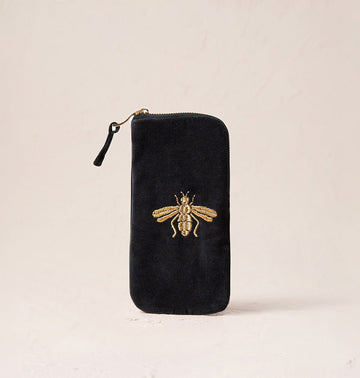 Young Ideas/Henmores - Honey Bee Charcoal Velvet Glasses Case - Charcoal - OS