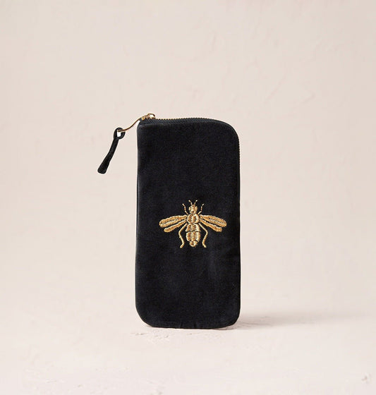 Young Ideas/Henmores - Honey Bee Charcoal Velvet Glasses Case - Charcoal - OS