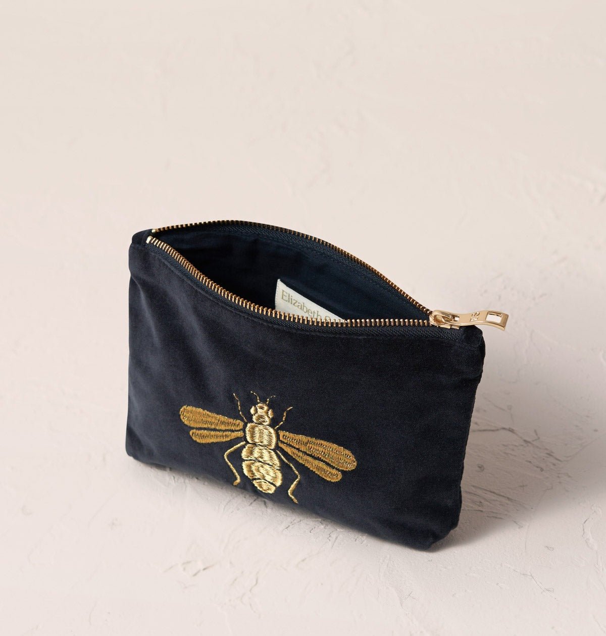 Young Ideas/Henmores - Honey Bee Charcoal Velvet Mini Pouch - Charcoal - OS