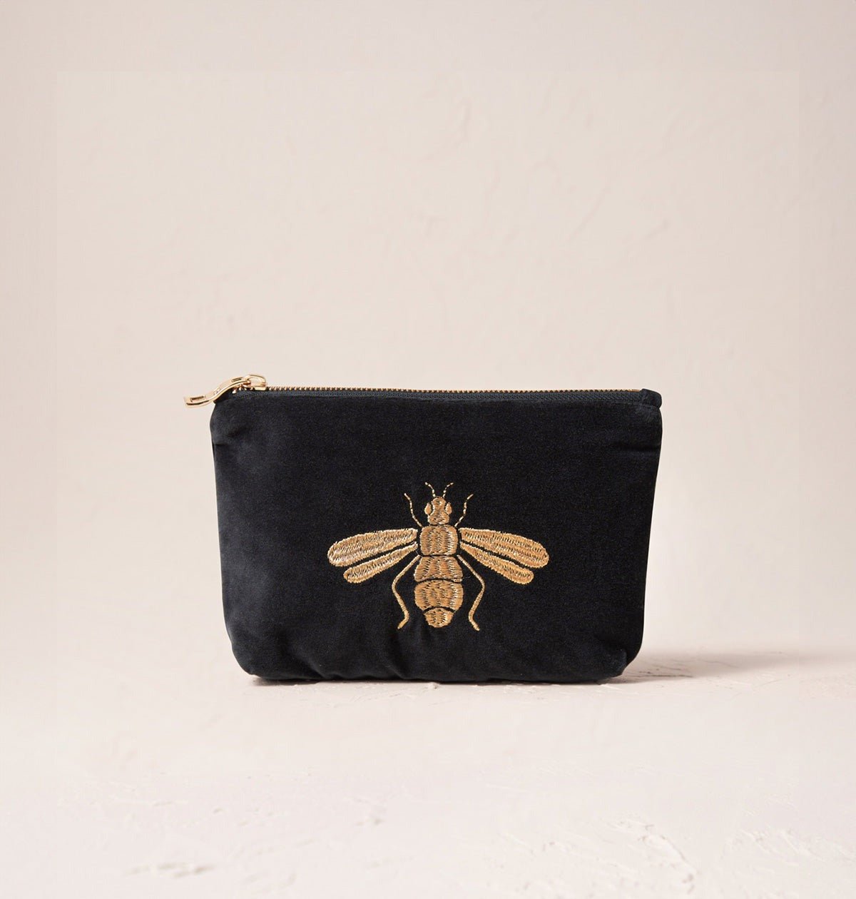Young Ideas/Henmores - Honey Bee Charcoal Velvet Mini Pouch - Charcoal - OS