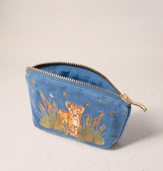 Young Ideas/Henmores - Lion Pride Dusky Blue Velvet Coin Purse - Dusky Blue - OS