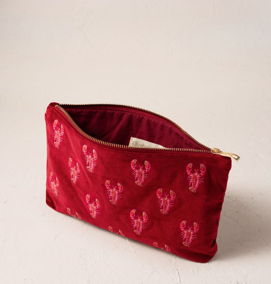 Young Ideas/Henmores - Lobster Rouge Velvet Everyday Pouch - Rouge - OS