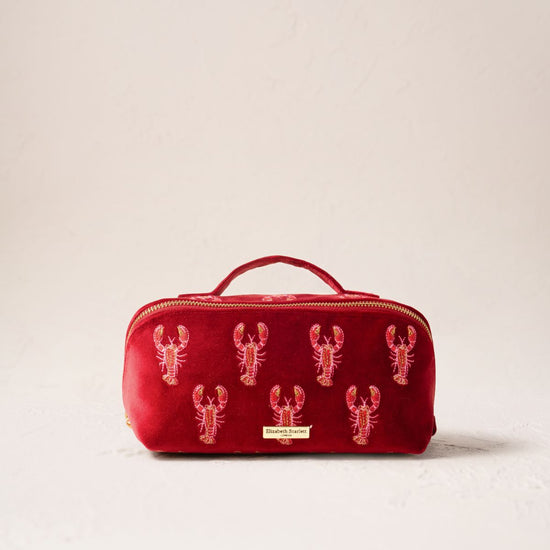 Young Ideas/Henmores - Lobster Rouge Velvet Open Flat Makeup Bag - Rouge - OS