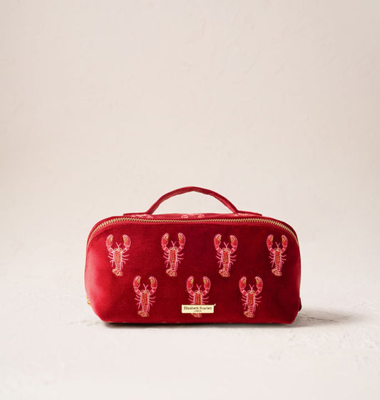 Young Ideas/Henmores - Lobster Rouge Velvet Open Flat Makeup Bag - Rouge - OS
