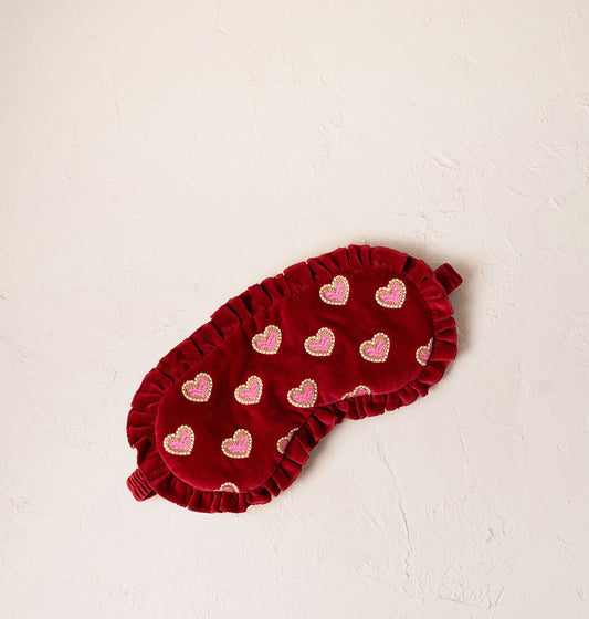 Young Ideas/Henmores - Love Hearts Rouge Velvet Eye Mask - Rouge - OS