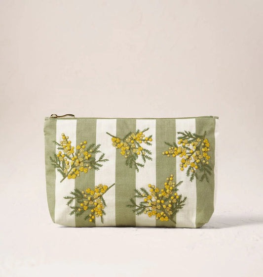 Young Ideas & Henmores - Mimosa Stripe Cotton Everyday Pouch - Green - OS
