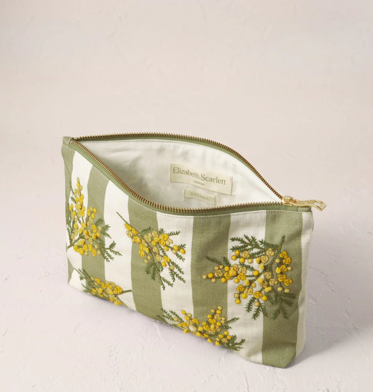 Young Ideas & Henmores - Mimosa Stripe Cotton Everyday Pouch - Green - OS
