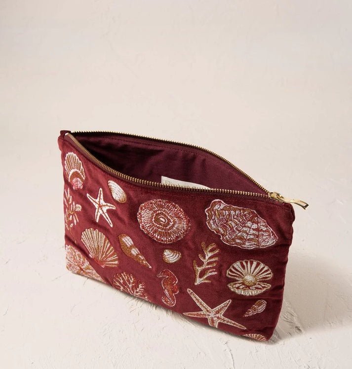 Young Ideas & Henmores -Ocean Treasures Port Velvet Everyday Pouch -port -OS