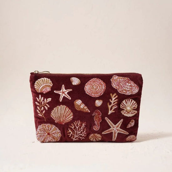Young Ideas & Henmores -Ocean Treasures Port Velvet Everyday Pouch -port -OS