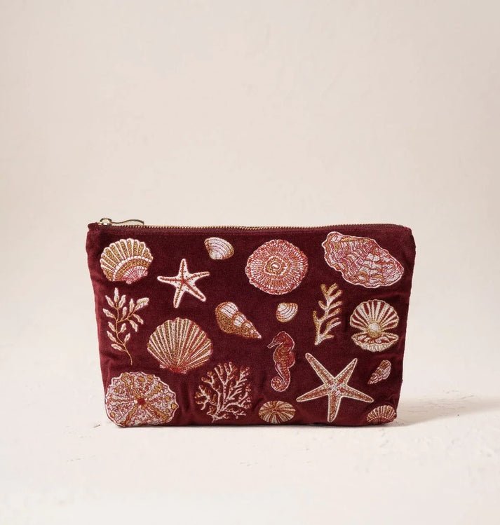 Young Ideas & Henmores -Ocean Treasures Port Velvet Everyday Pouch -port -OS