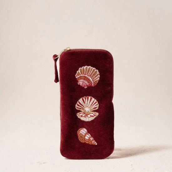 Young Ideas & Henmores -Ocean Treasures Port Velvet Glasses Case -port -OS