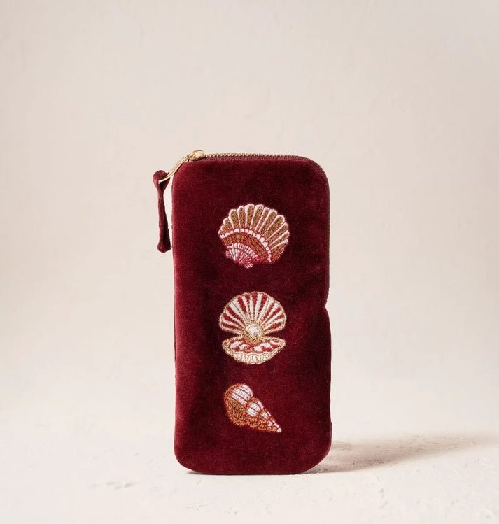 Young Ideas & Henmores -Ocean Treasures Port Velvet Glasses Case -port -OS