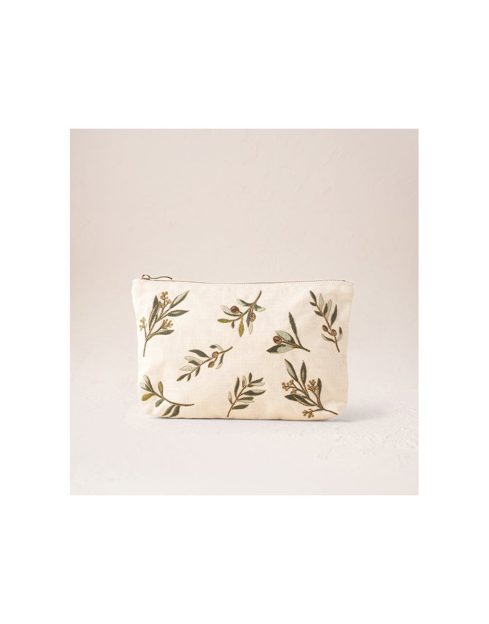 Young Ideas/Henmores - Olive Branch Cream Canvas Everyday Pouch - Cream - OS