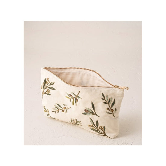 Young Ideas/Henmores - Olive Branch Cream Canvas Everyday Pouch - Cream - OS