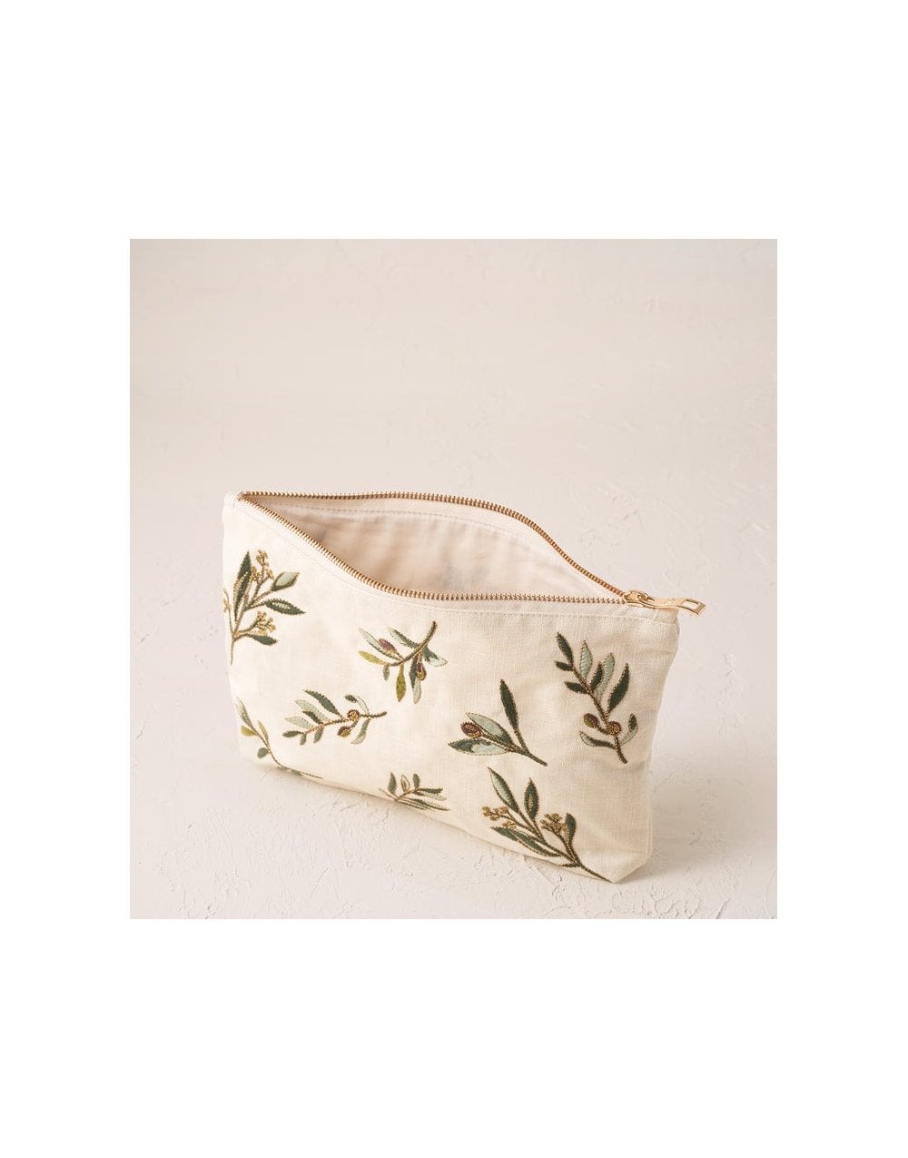 Young Ideas/Henmores - Olive Branch Cream Canvas Everyday Pouch - Cream - OS