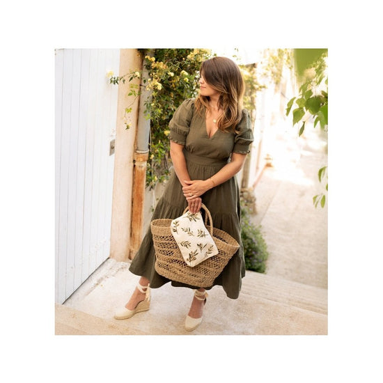 Young Ideas/Henmores - Olive Branch Cream Canvas Everyday Pouch - Cream - OS