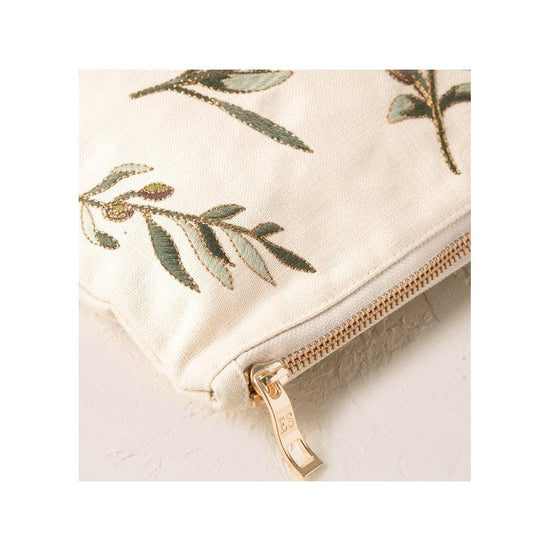 Young Ideas/Henmores - Olive Branch Cream Canvas Everyday Pouch - Cream - OS