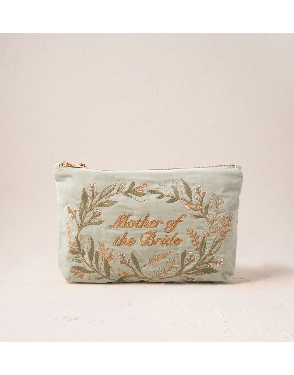 Young Ideas/Henmores - Olive Branch Mother of the Bride Sage Velvet Everyday Pouch - sage - OS