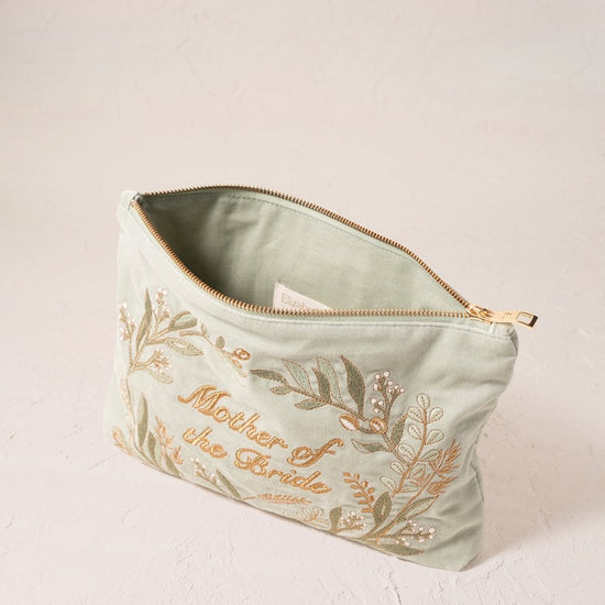 Young Ideas/Henmores - Olive Branch Mother of the Bride Sage Velvet Everyday Pouch - sage - OS