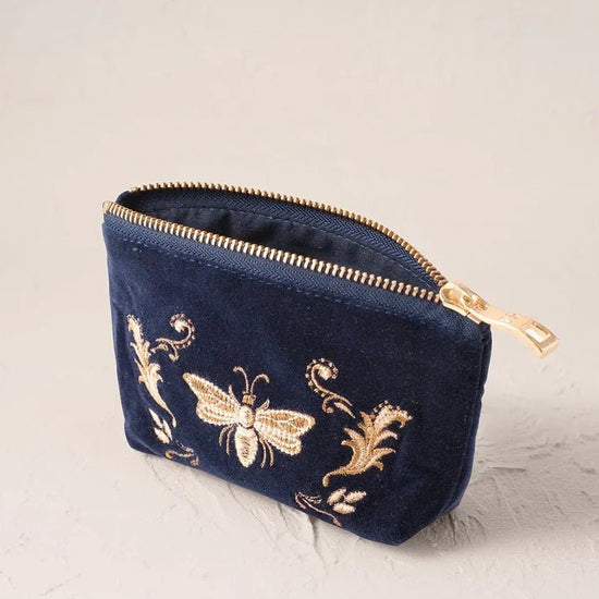 Young Ideas & Henmores -Provençal Bee Navy Velvet Coin Purse -Navy -OS