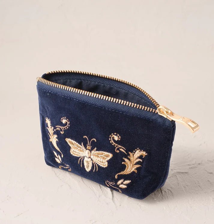 Young Ideas & Henmores -Provençal Bee Navy Velvet Coin Purse -Navy -OS