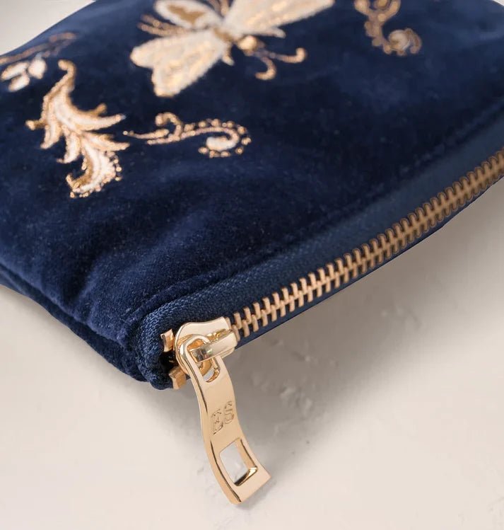 Young Ideas & Henmores -Provençal Bee Navy Velvet Coin Purse -Navy -OS