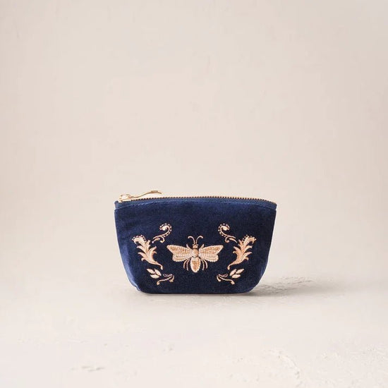 Young Ideas & Henmores -Provençal Bee Navy Velvet Coin Purse -Navy -OS