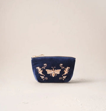 Young Ideas & Henmores -Provençal Bee Navy Velvet Coin Purse -Navy -OS