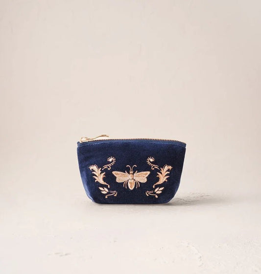 Young Ideas & Henmores -Provençal Bee Navy Velvet Coin Purse -Navy -OS