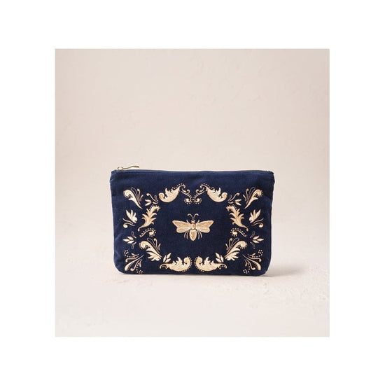 Young Ideas/Henmores - Provençale Bee Navy Velvet Everyday Pouch - Navy - OS