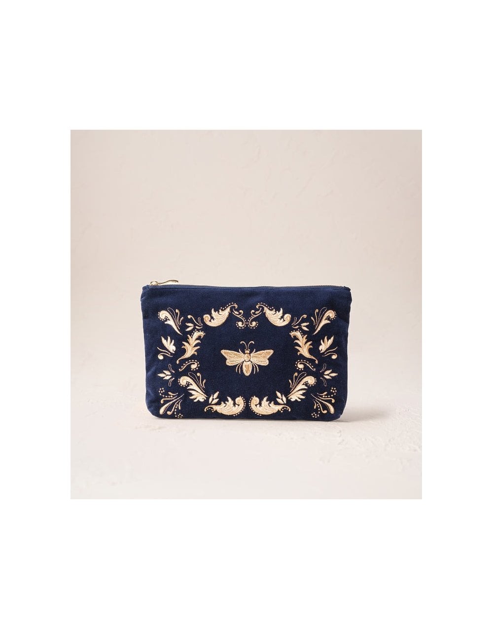 Young Ideas/Henmores - Provençale Bee Navy Velvet Everyday Pouch - Navy - OS