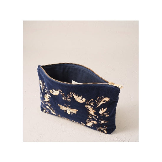 Young Ideas/Henmores - Provençale Bee Navy Velvet Everyday Pouch - Navy - OS