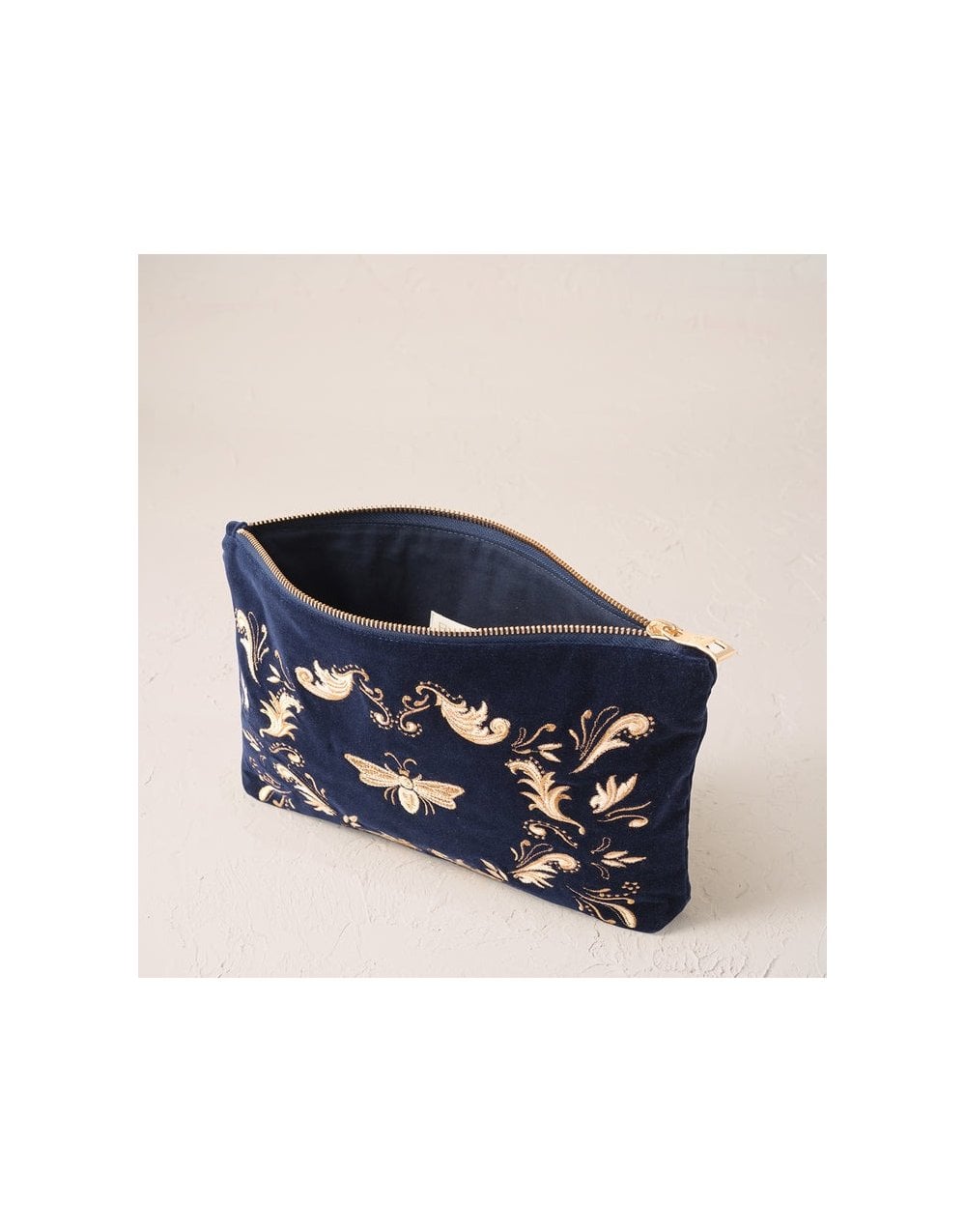 Young Ideas/Henmores - Provençale Bee Navy Velvet Everyday Pouch - Navy - OS