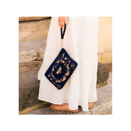 Young Ideas/Henmores - Provençale Bee Navy Velvet Everyday Pouch - Navy - OS